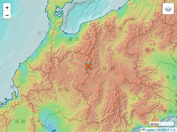 地震 2023年3月24日 4:37ごろ 長野県中部 マグニチュード2.3 最大震度1