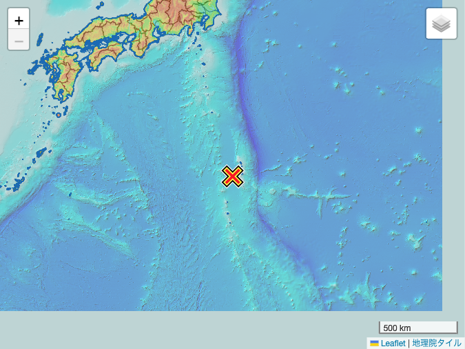 地震 2023年4月12日 0:44ごろ 父島近海 マグニチュード4.2 最大震度1