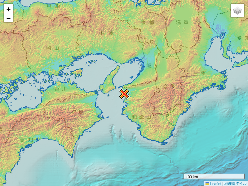 地震 2023年4月4日 6:58ごろ 紀伊水道 マグニチュード2.5 最大震度1