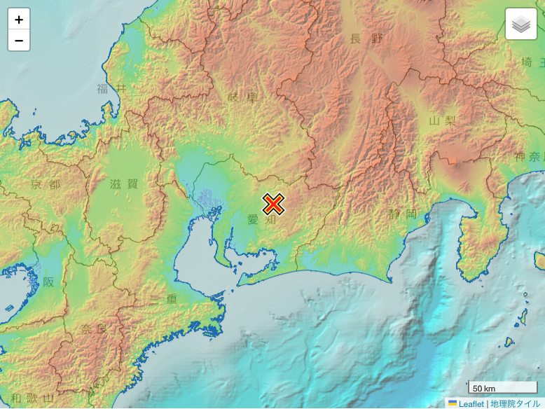 地震 2023年4月5日 6:24ごろ 愛知県西部 マグニチュード3.9 最大震度2