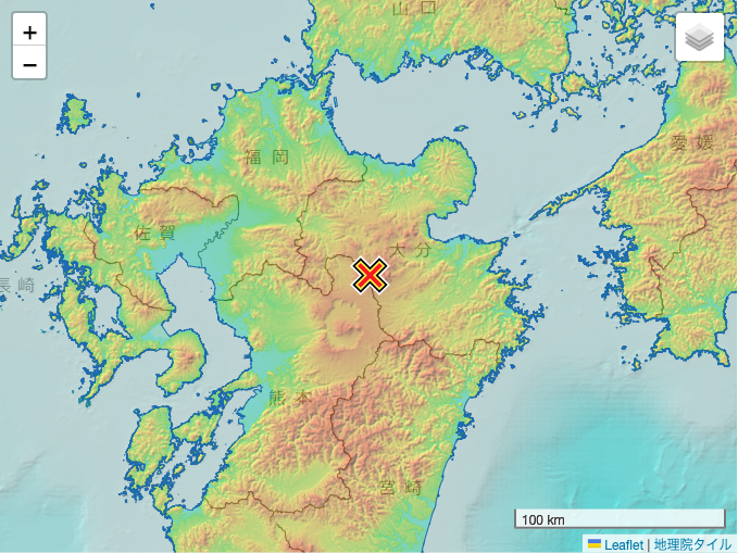 地震 2024年4月3日 14:56ごろ 大分県西部 マグニチュード2.8 最大震度1