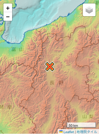 地震 2024年4月12日 8:02ごろ 長野県北部 マグニチュード2.2 最大震度1