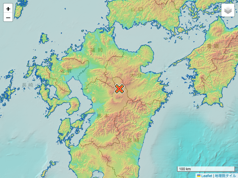 地震 2024年4月26日 10:33ごろ 熊本県阿蘇地方 マグニチュード3.3 最大震度3